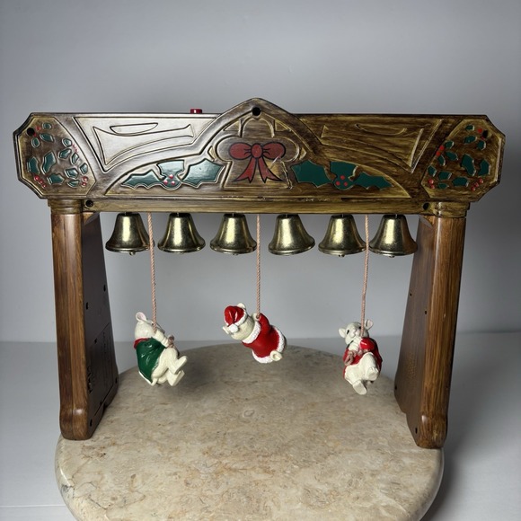 Vintage HTF Gemmy Animated Musical Mice Mouse Christmas Bell Ringers Rare WORKS - Picture 12 of 15